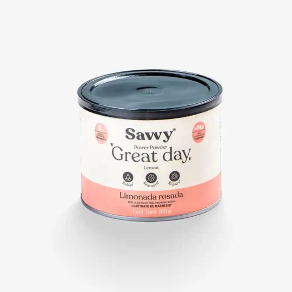 Savvy Great Day Citrato de Magnesio Limonada Rosada