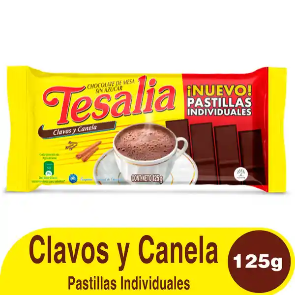 Tesalia Chocolate de Mesa sin Azúcar Clavos y Canela Pastillas Individuales