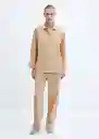 Camisa Pijama Clowe Beige Talla M Mujer Mango