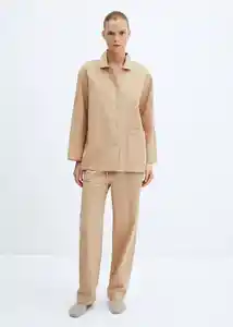 Camisa Pijama Clowe Beige Talla M Mujer Mango