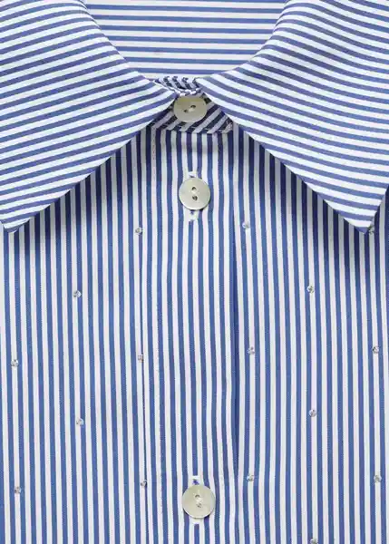 Camisa Spiga Celeste Talla L Mujer Mango