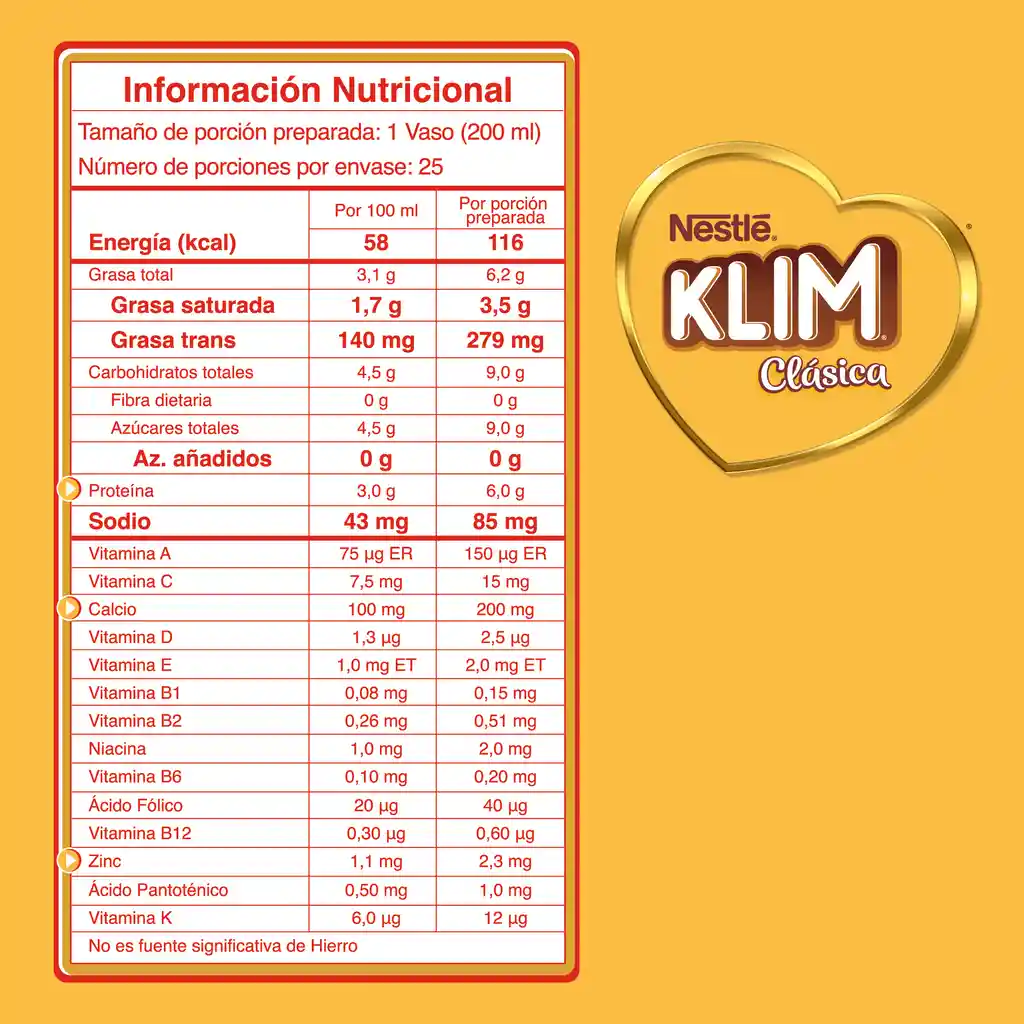 Leche en polvo KLIM Clásica x 600g