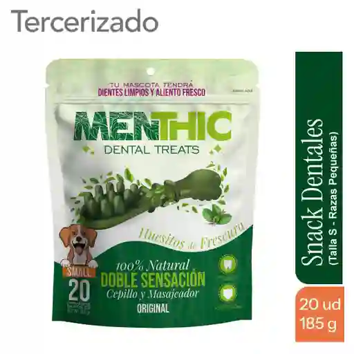"Cepillos Menthic Talla S. Snacks Dentales x 20 unidades (185 gr)
