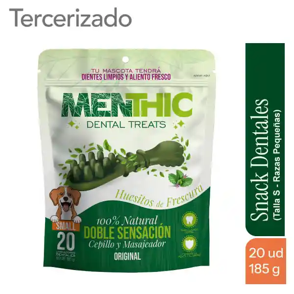 "Cepillos Menthic Talla S. Snacks Dentales x 20 unidades (185 gr)