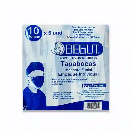 TAPABOCA AZUL BOLSA 5 UND