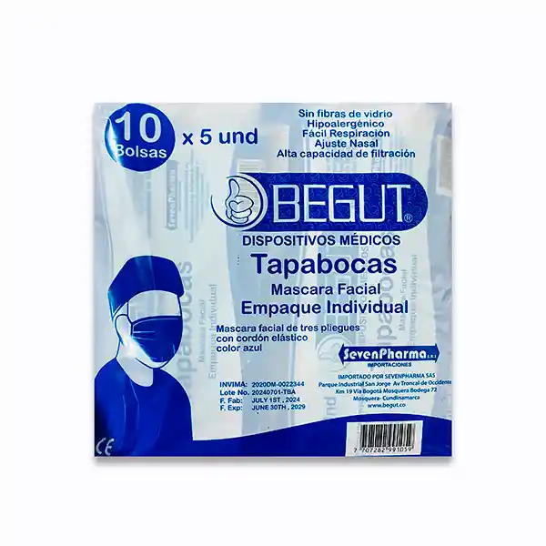 TAPABOCA AZUL BOLSA 5 UND