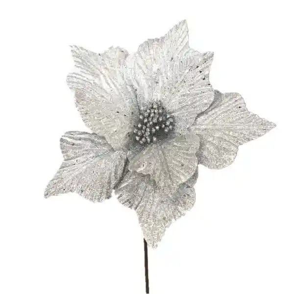 Krea Poinsettia Básica Silver Navidad 2024 25 cm