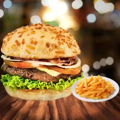 Hamburguesa Res de Punta de Anca+papas