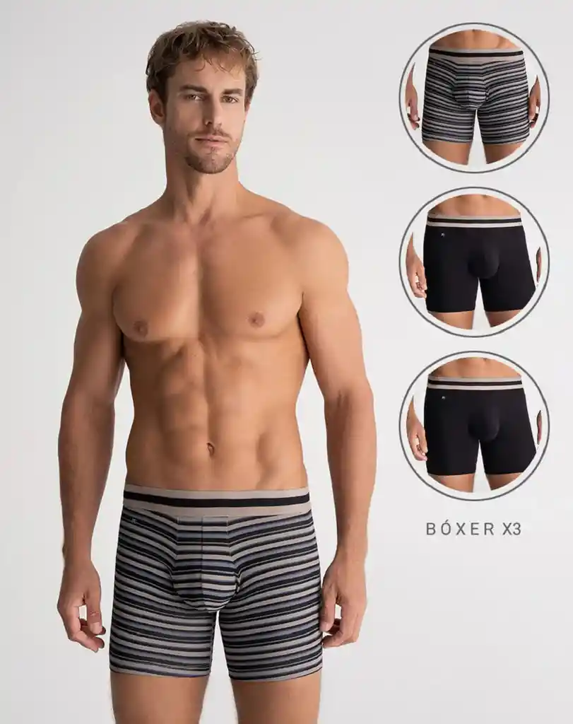 Bóxer Medio y Ajustado en Algodón Masculino New Dubai X3 Punto Blanco