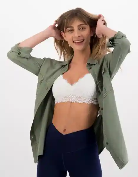 American Eagle Bralette Encaje Realce y Push up Blanco Talla S