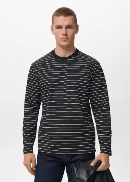 Camiseta Marinier Negro Talla L Hombre Mango