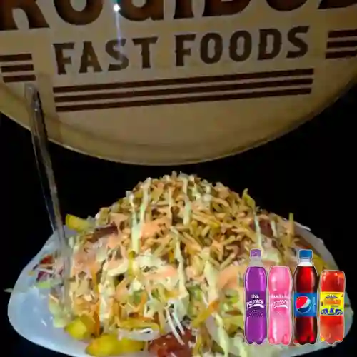 Combo Salchipapa Ranchera + Gaseosa Postobon 400 ml