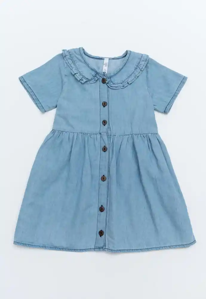Vestido Manga Larga 9/12meses-azul Medi