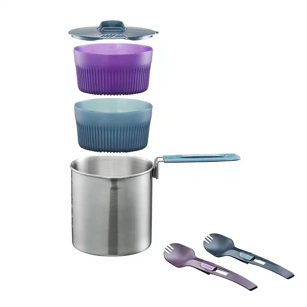 Kit de Cocinaolla 2 Platos y 2 Cubiertos Para Trekking Forclaz Trek 500