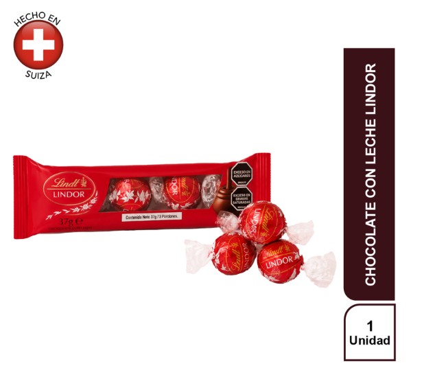 Lindor Trio Lindt Cremoso Chocolate Con Leche 37 g