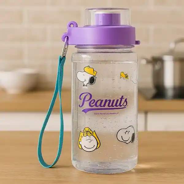 Vaso Plástico Con Correa de Snoopy Morado 640 mL Miniso