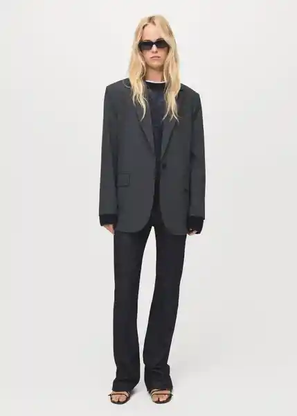 Blazer Americana Mila Gris Talla S Mujer Mango