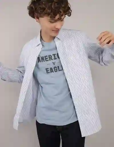 Camisa Hombre Azul Talla LARGE 2830401 American Eagle