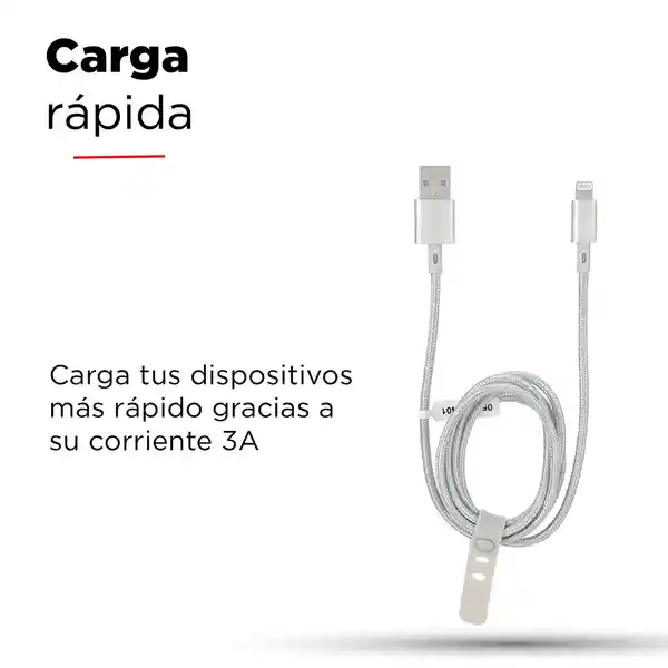 Cable de Datos Trenzado Carga Rápida Micro 3A Plateado