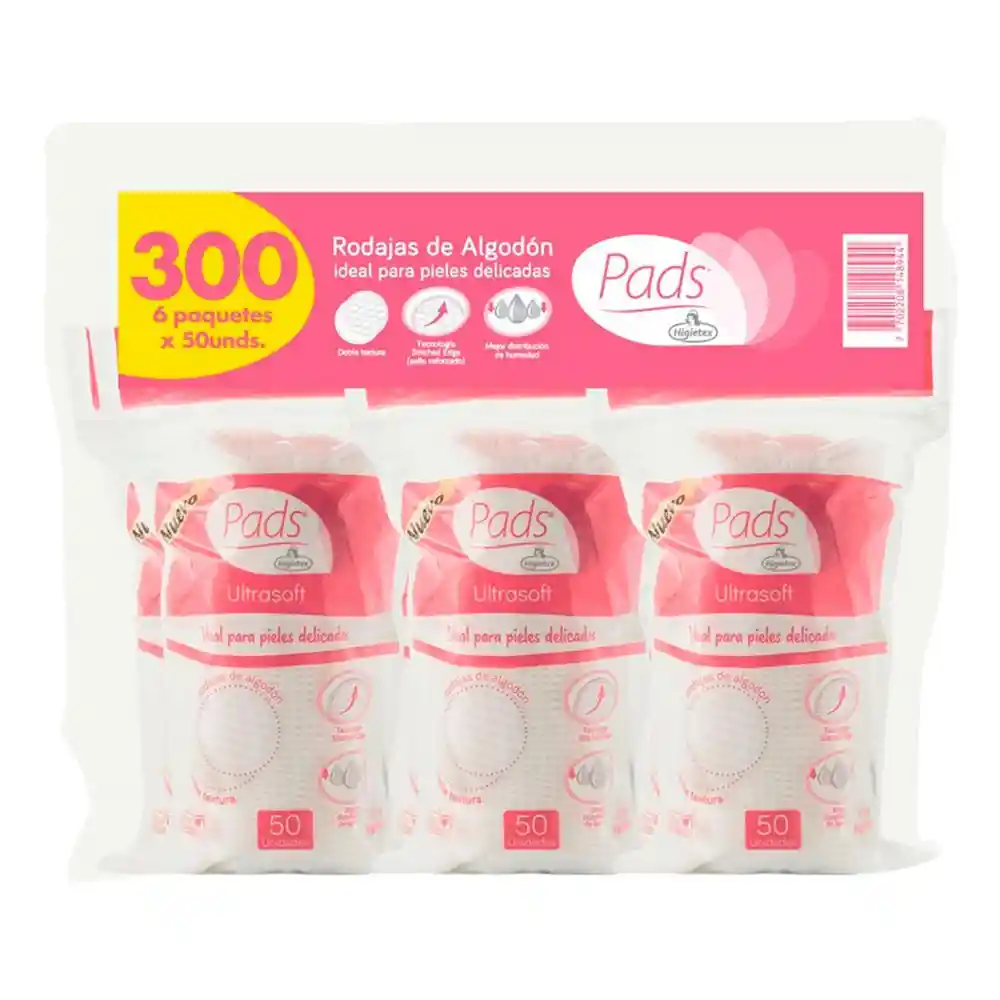 Algodon Higietex Pads Rodajas Ultrasoft (300 Unidad)