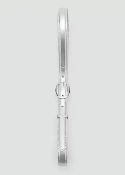 Cinturón Lámina Plata Talla M Mujer Mango