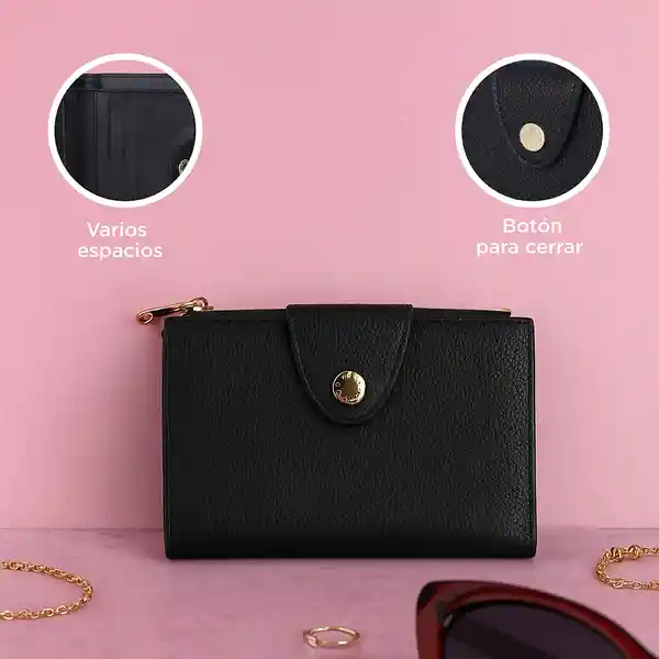 Monedero Textura Granulada Negro Miniso