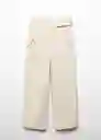 Pantalón Mule Offwhite Talla 40 Mujer Mango