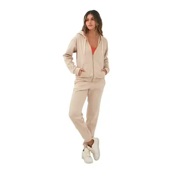 Buzo Hoodie Billie Beige Talla M