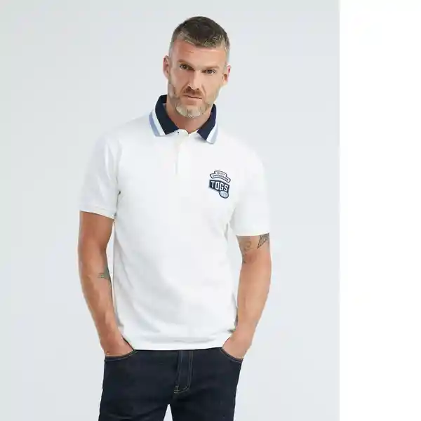 Camiseta Togs Stripe Neck Hombre Blanco Talla S Chevignon