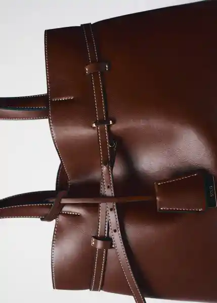 Bolso M Dahlia Cuero Talla 99 Mujer Mango