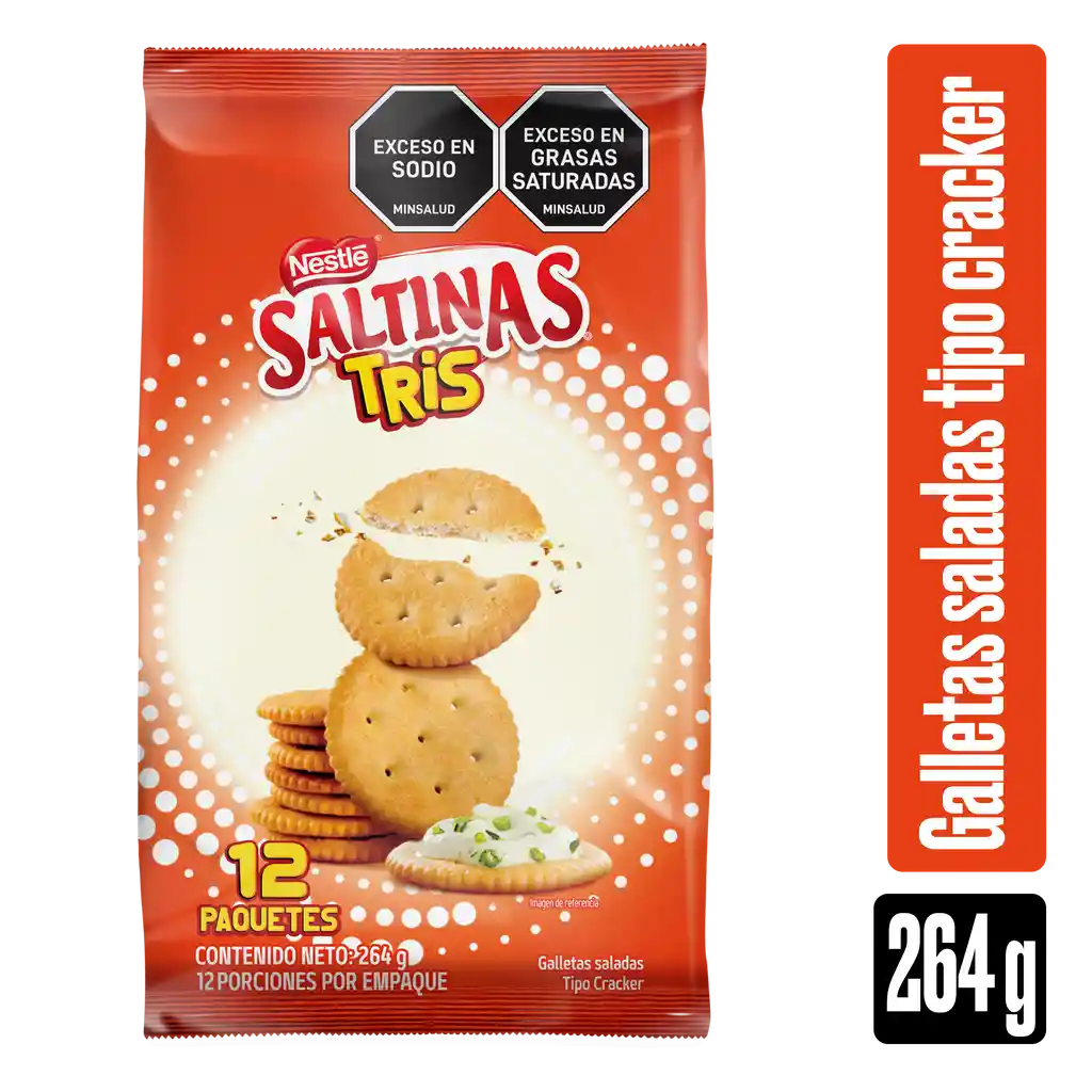 Galletas SALTINAS TRIS tipo cracker 12 Unds x 264g
