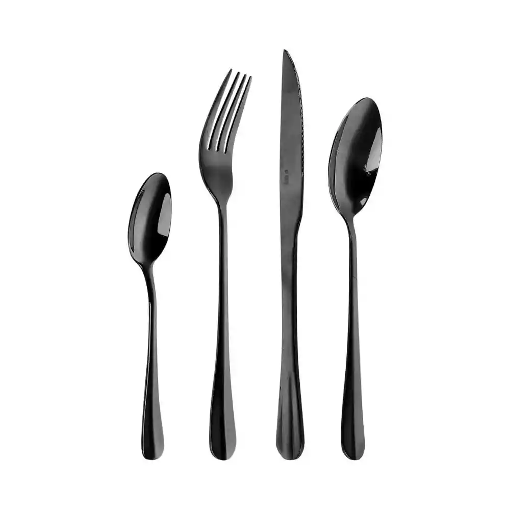 Juego 24 Pzs Cubierto Acero Inoxidable Capri Black Kw Sm1442b
