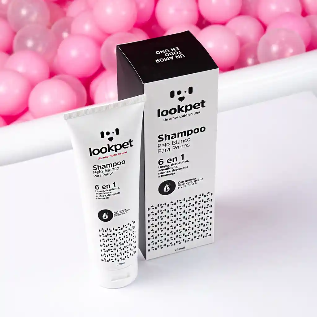 Lookpet Shampoo Pelo Blanco Para Perros 6 En 1 - 250ml
