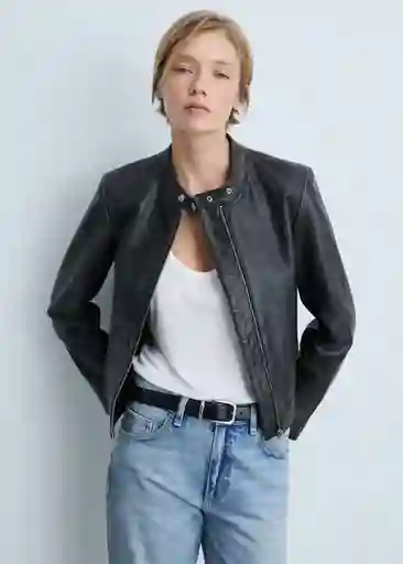 Chaqueta Moto Negro Talla M Mujer Mango