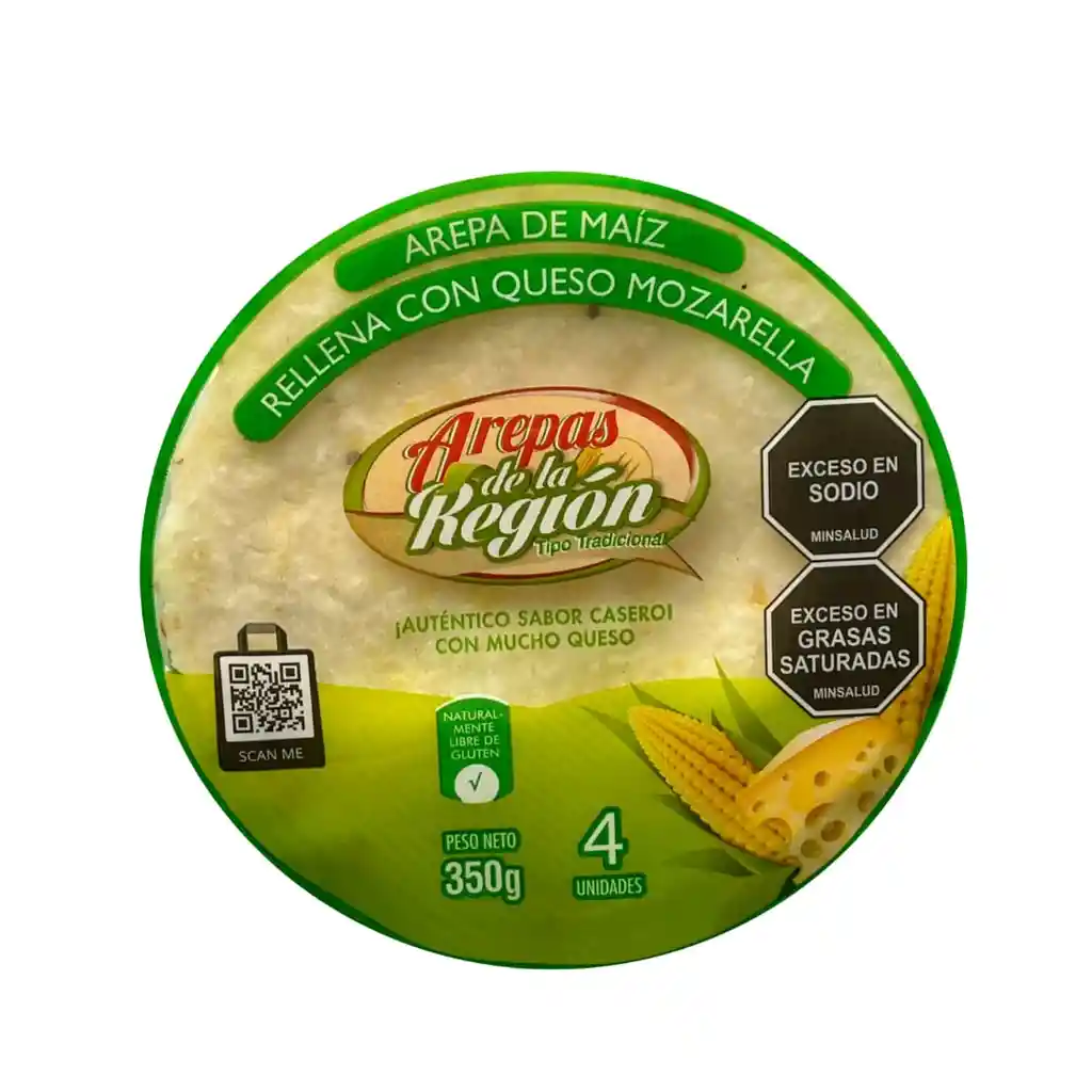 Arepa Maiz Con Queso Mozarella X4 *350gr