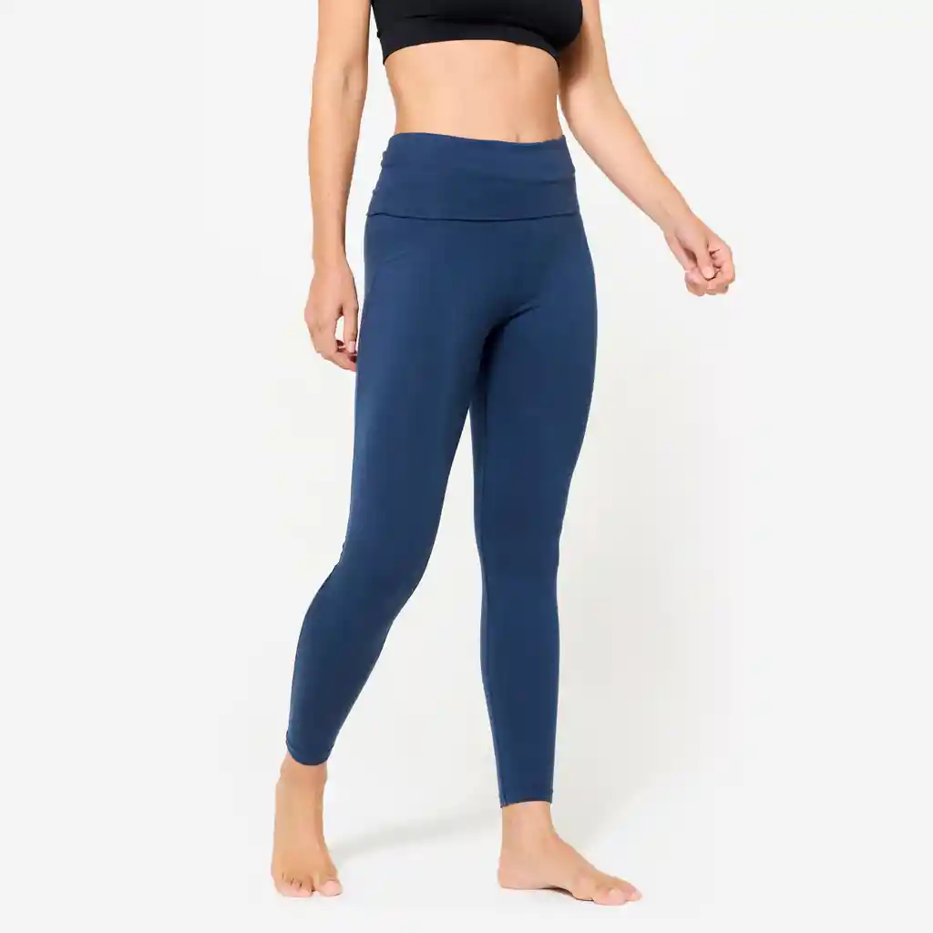 Leggings Yoga Suave Tiro Alto Mujer Azul Marino