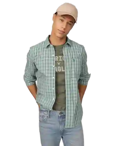 Camisa Hombre Verde Talla: MEDIUM 2722350 American Eagle