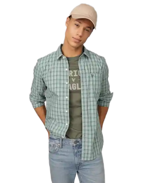 Camisa Hombre Verde Talla: MEDIUM 2722350 American Eagle