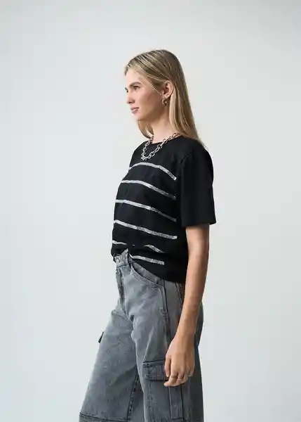 Camiseta Mujer Negro Puro L 403G003 Naf Naf