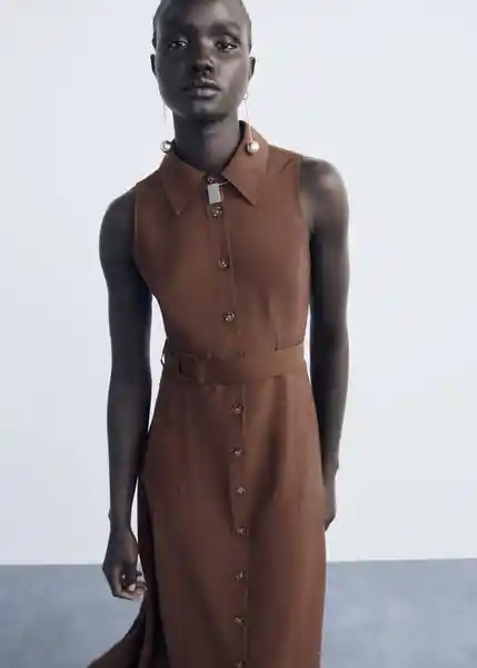 Vestido Show Marrón Talla S Mujer Mango