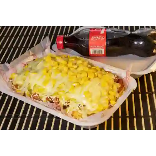 Salchipapa Sencilla Gratinada & Gaseosa