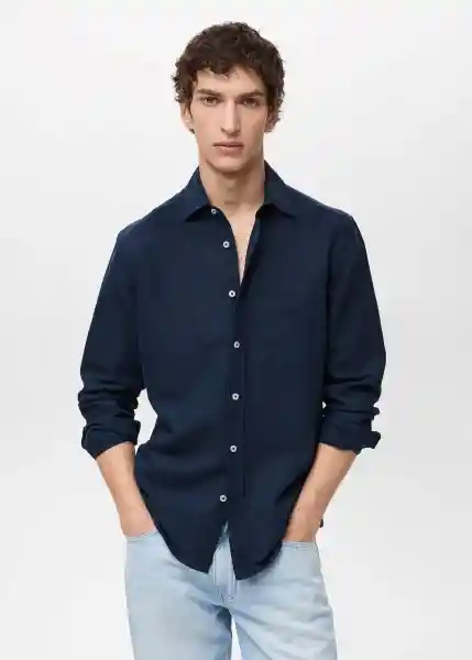 Camisa Avispa Navy Talla XS Hombre Mango