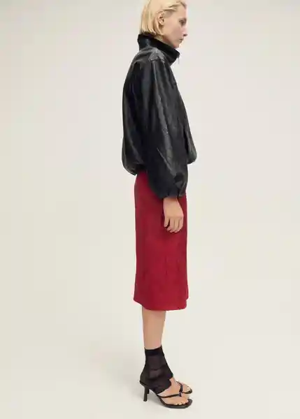 Falda Anemona Rojo Talla 38 Mujer Mango