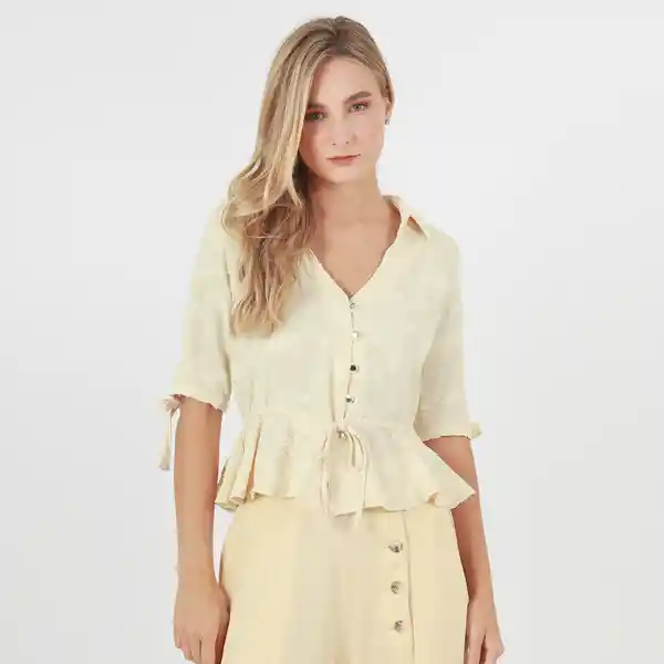 Blusa Cuello V Manga 3/4 Blanco Talla S 696111