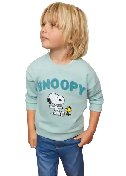 Sudadera Snoopyb Verde Pastel Talla 66 Niños Mango