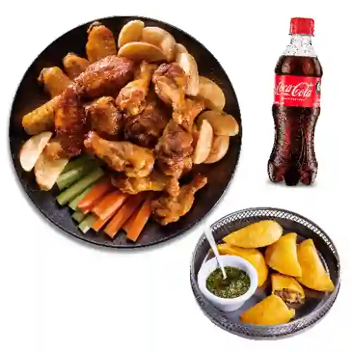 Alitas X10 + 5 Empanadas + Coca-Cola Original 400 ml