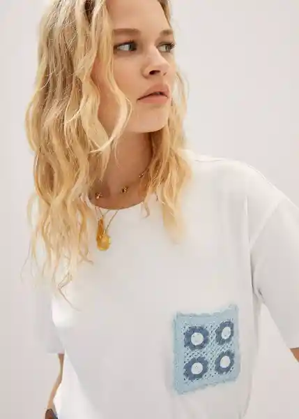 Camiseta Daisy Off White Talla S Mujer Mango