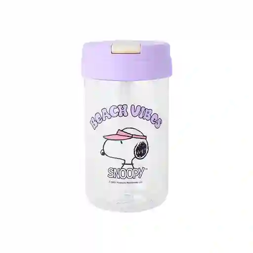 Vaso de Plástico Con Tapa Abatible Serie Snoopy 500 mL Miniso