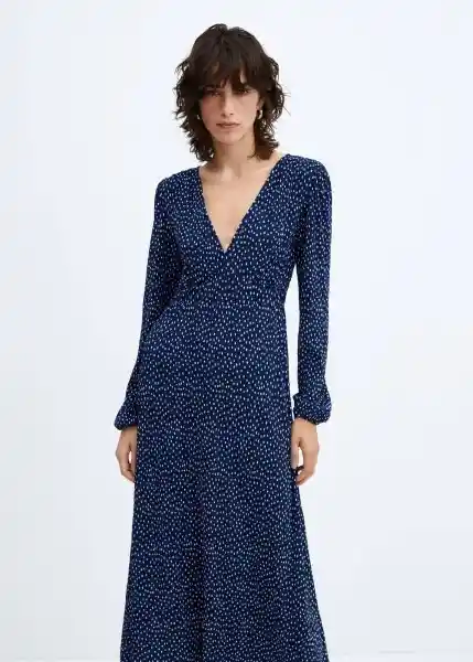 Vestido Mar Azul Talla L Mujer Mango