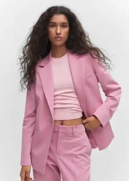 Blazer Americana Boreal Rosa Talla 46 Mujer Mango